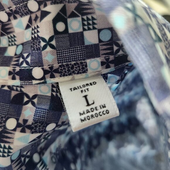Robert Graham Mens Tailored Fit Long Sleeve Geometric Print Shirt Large - Picture 6 of 7